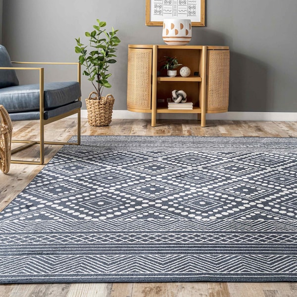 Phyllis Machine Washable Diamond Trellis Area Rug 4ft X 6ft